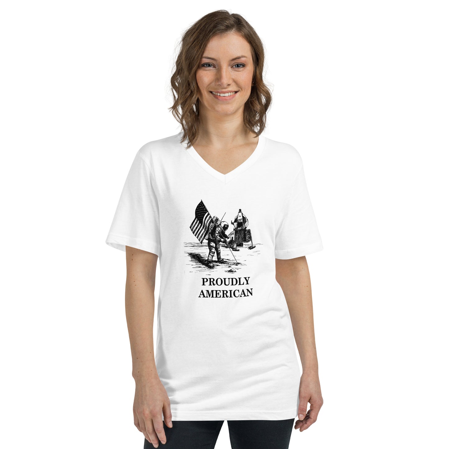 WYA Proudly American Apollo Unisex Short Sleeve V-Neck T-Shirt