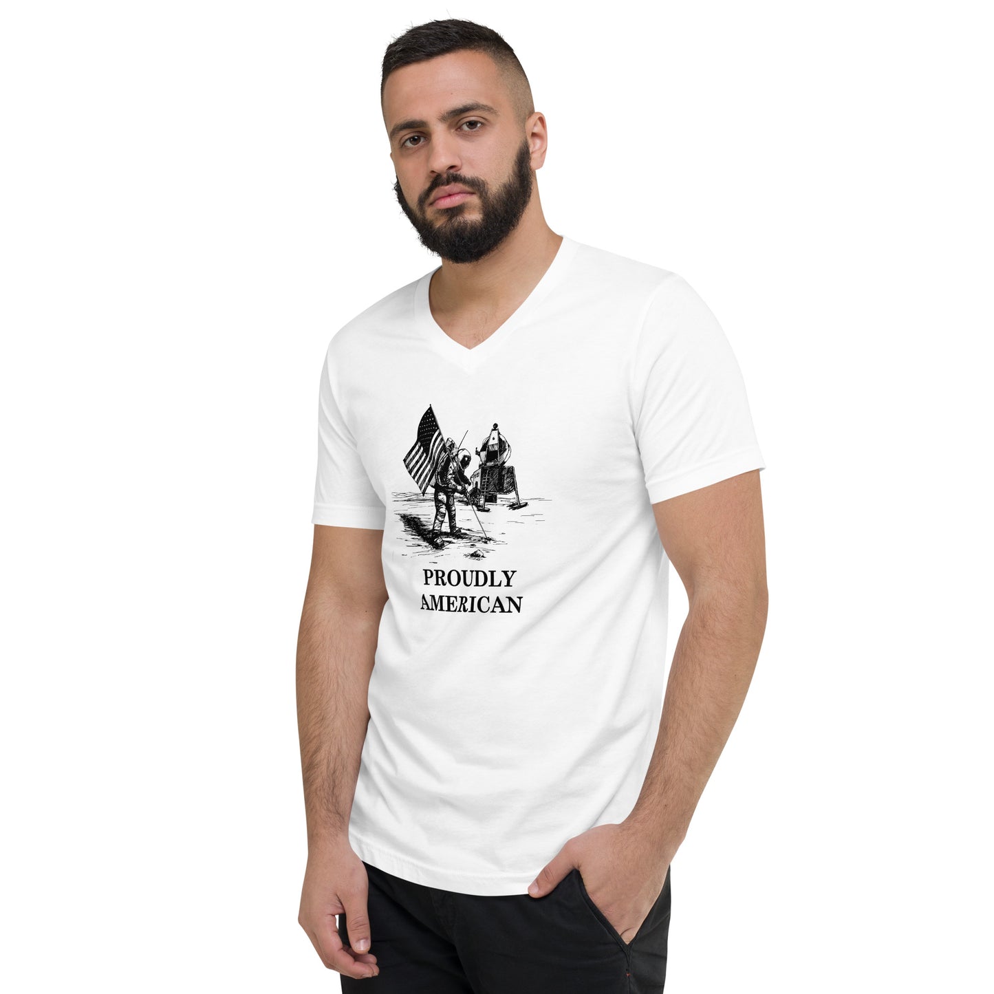 WYA Proudly American Apollo Unisex Short Sleeve V-Neck T-Shirt