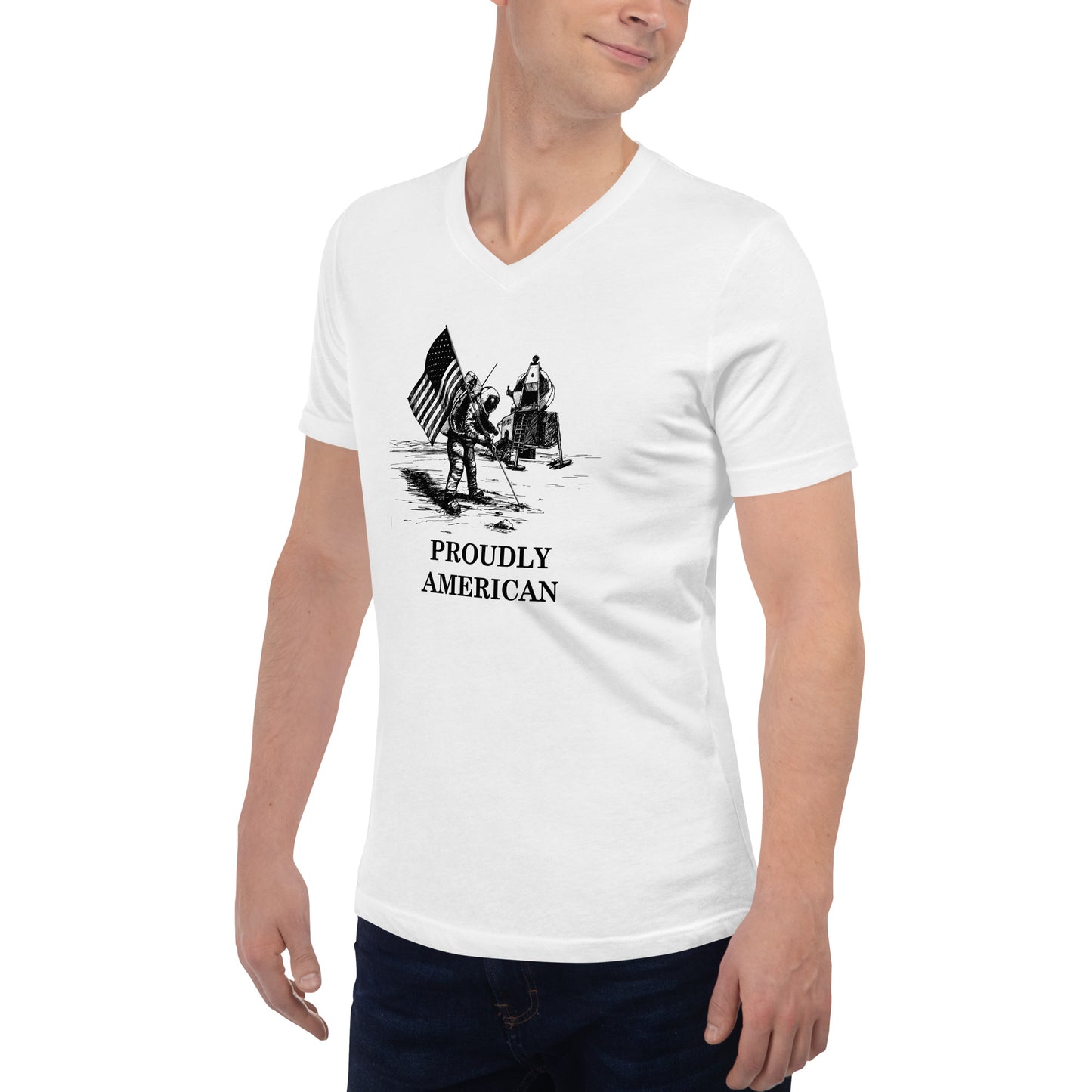WYA Proudly American Apollo Unisex Short Sleeve V-Neck T-Shirt