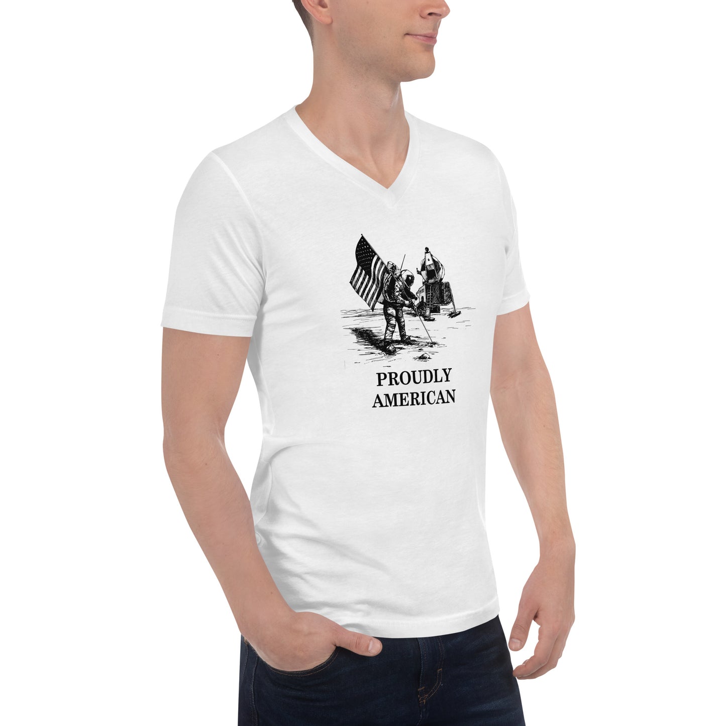 WYA Proudly American Apollo Unisex Short Sleeve V-Neck T-Shirt