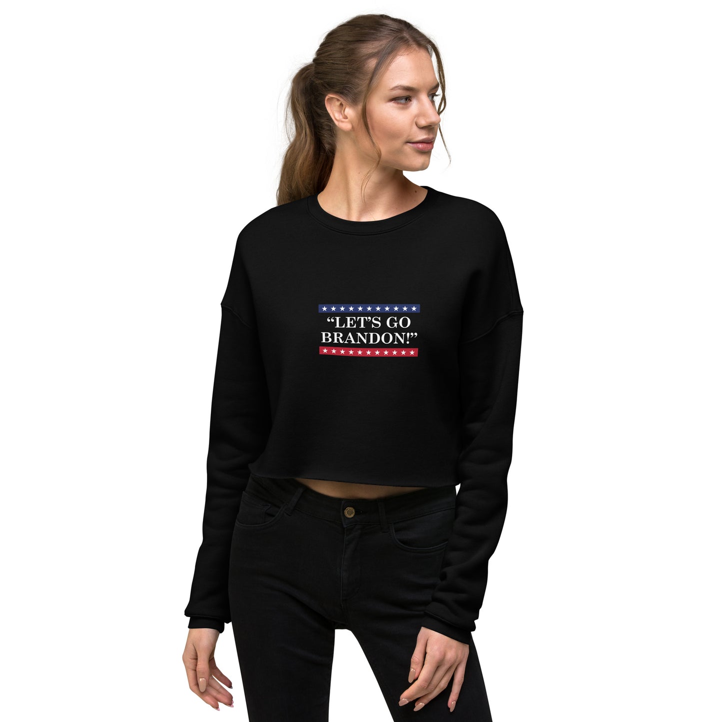 WYA Let's Go Brandon Crop Sweatshirt Black Color