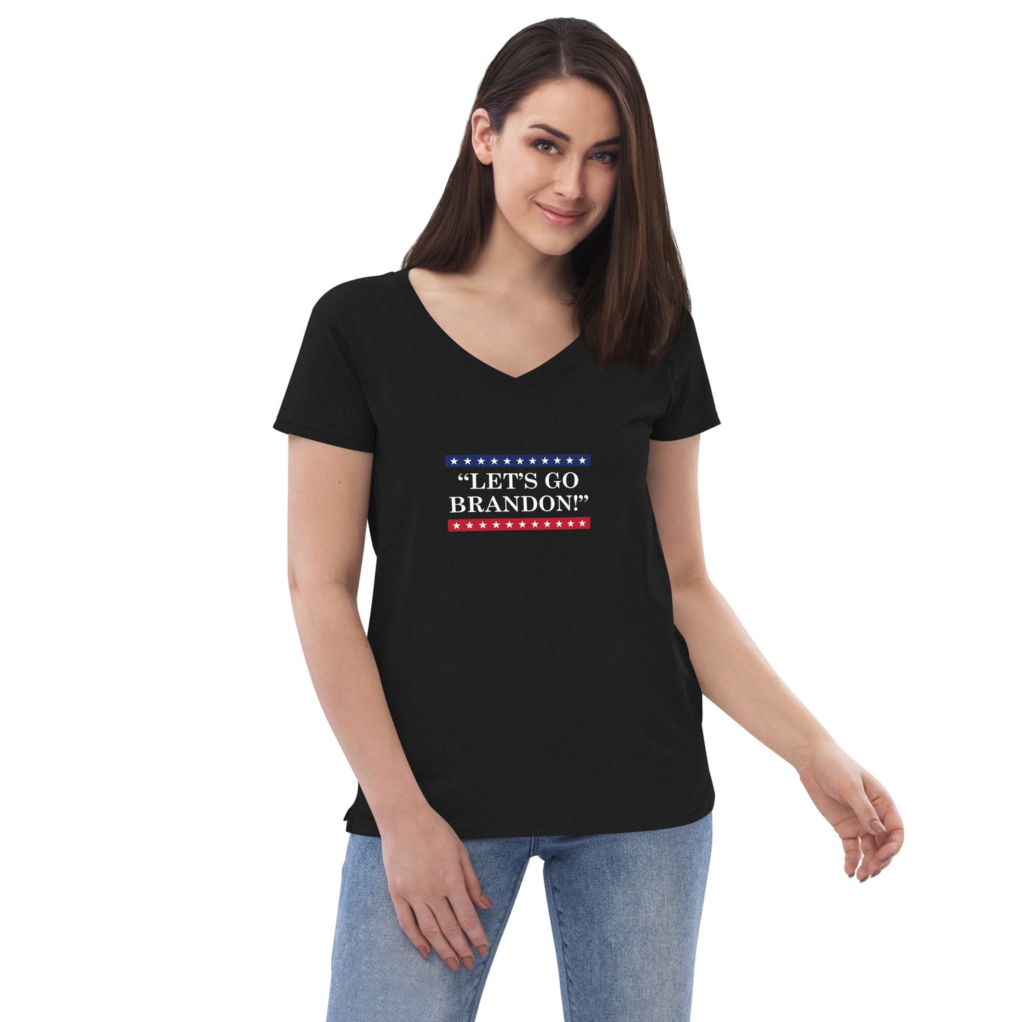 WYA Let's Go Brandon Women’s recycled v-neck t-shirt dark colors