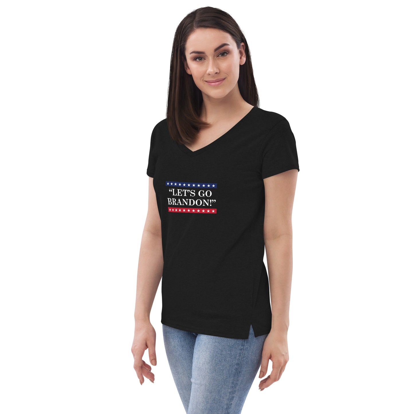 WYA Let's Go Brandon Women’s recycled v-neck t-shirt dark colors