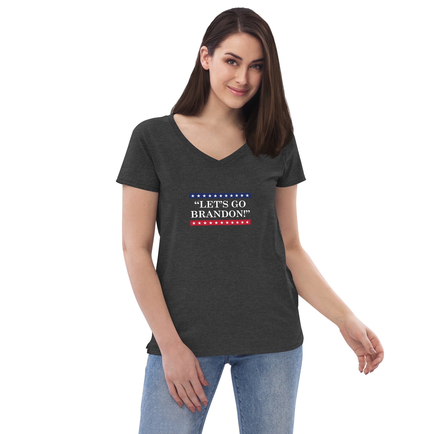 WYA Let's Go Brandon Women’s recycled v-neck t-shirt dark colors