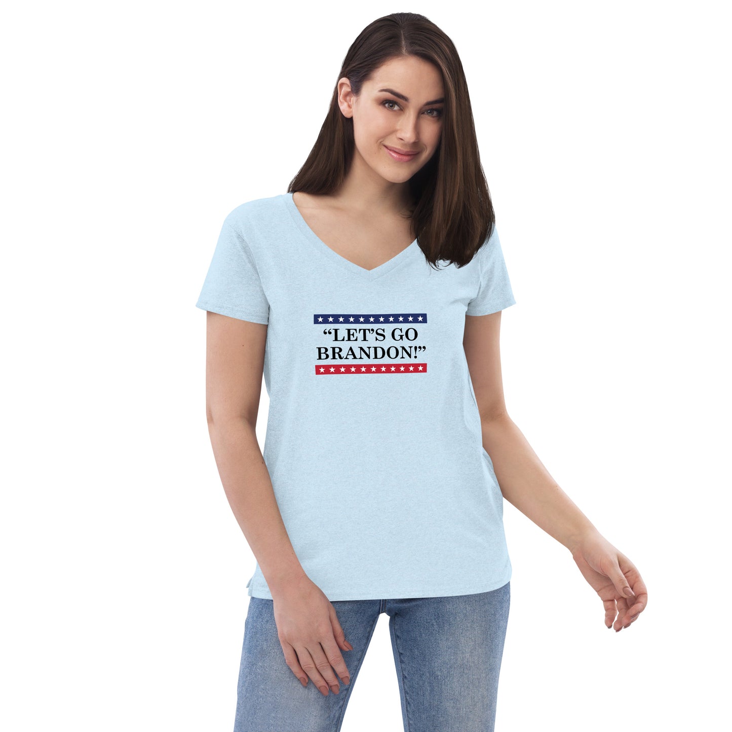 WYA Let's Go Brandon Women’s recycled v-neck t-shirt light colors