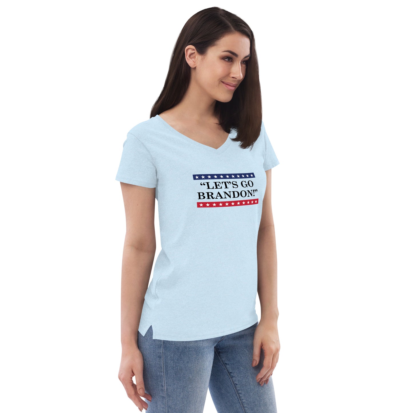 WYA Let's Go Brandon Women’s recycled v-neck t-shirt light colors