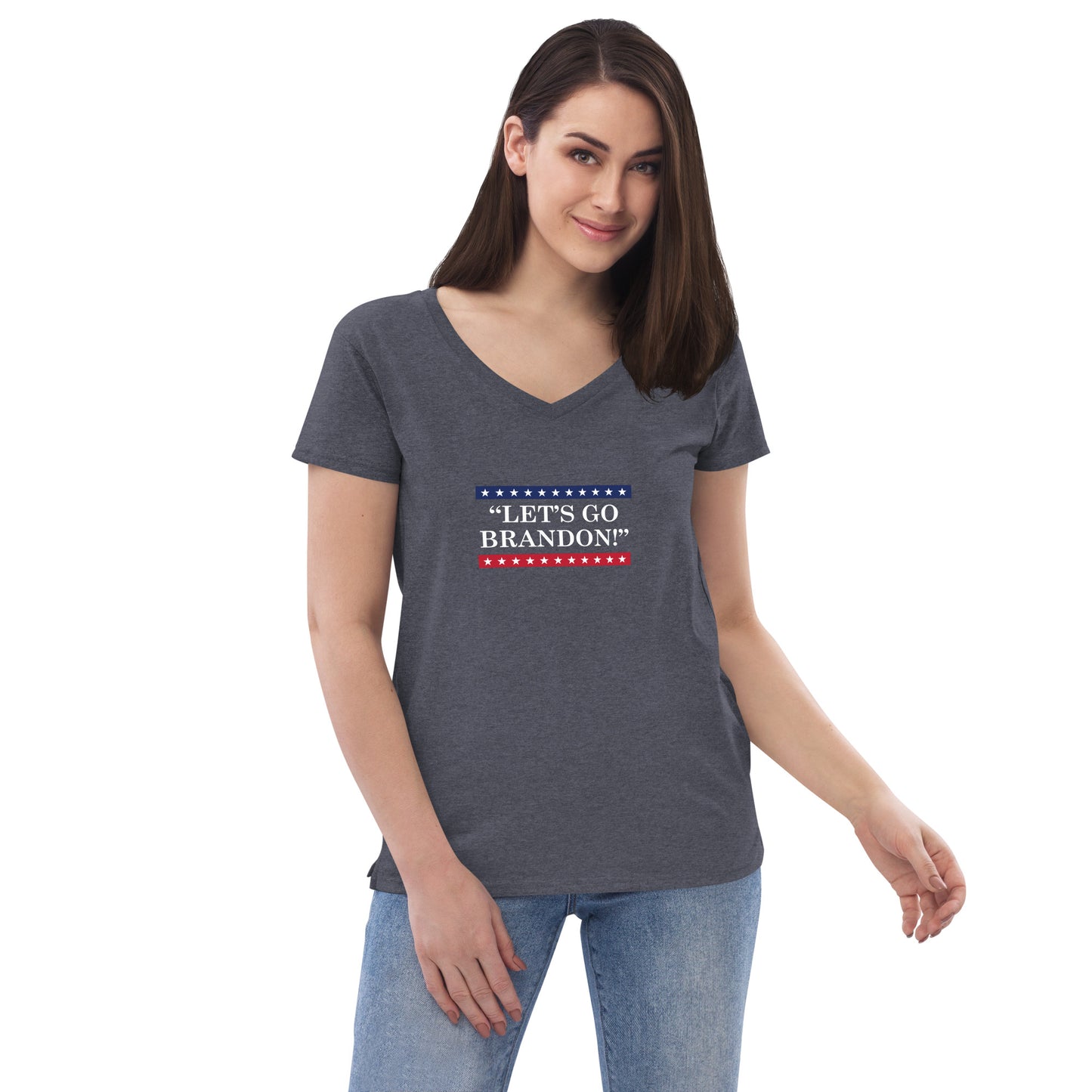 WYA Let's Go Brandon Women’s recycled v-neck t-shirt dark colors