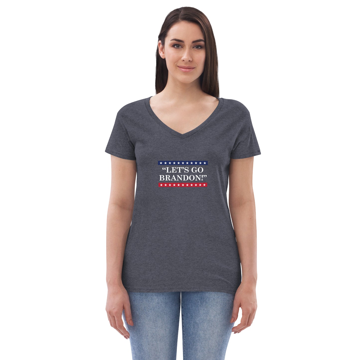 WYA Let's Go Brandon Women’s recycled v-neck t-shirt dark colors