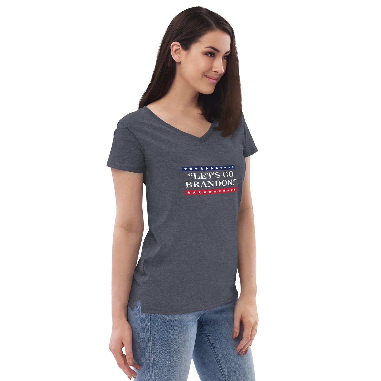 WYA Let's Go Brandon Women’s recycled v-neck t-shirt dark colors