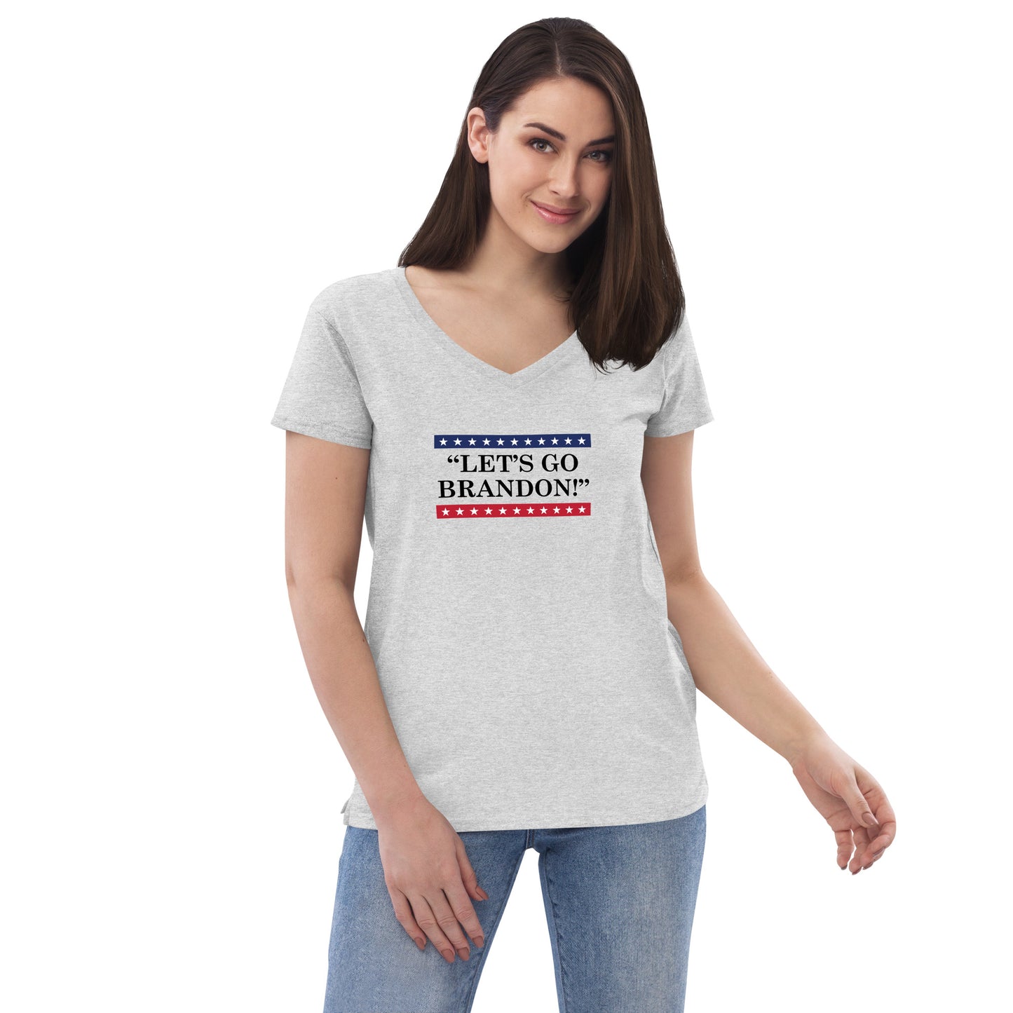 WYA Let's Go Brandon Women’s recycled v-neck t-shirt light colors