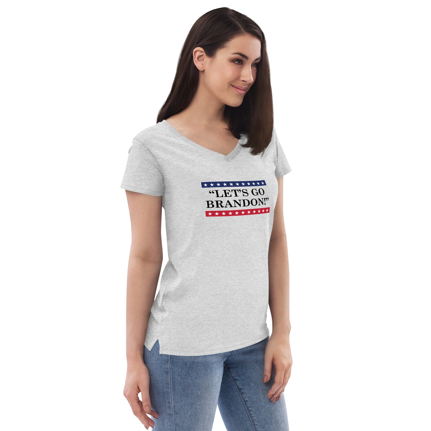 WYA Let's Go Brandon Women’s recycled v-neck t-shirt light colors