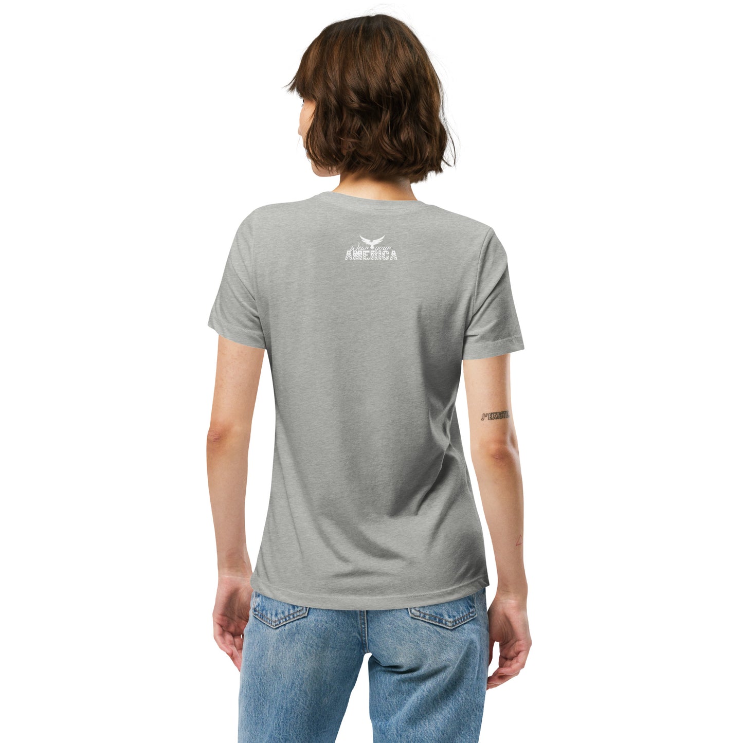 Wear Your America Women’s relaxed tri-blend t-shirt White Logo