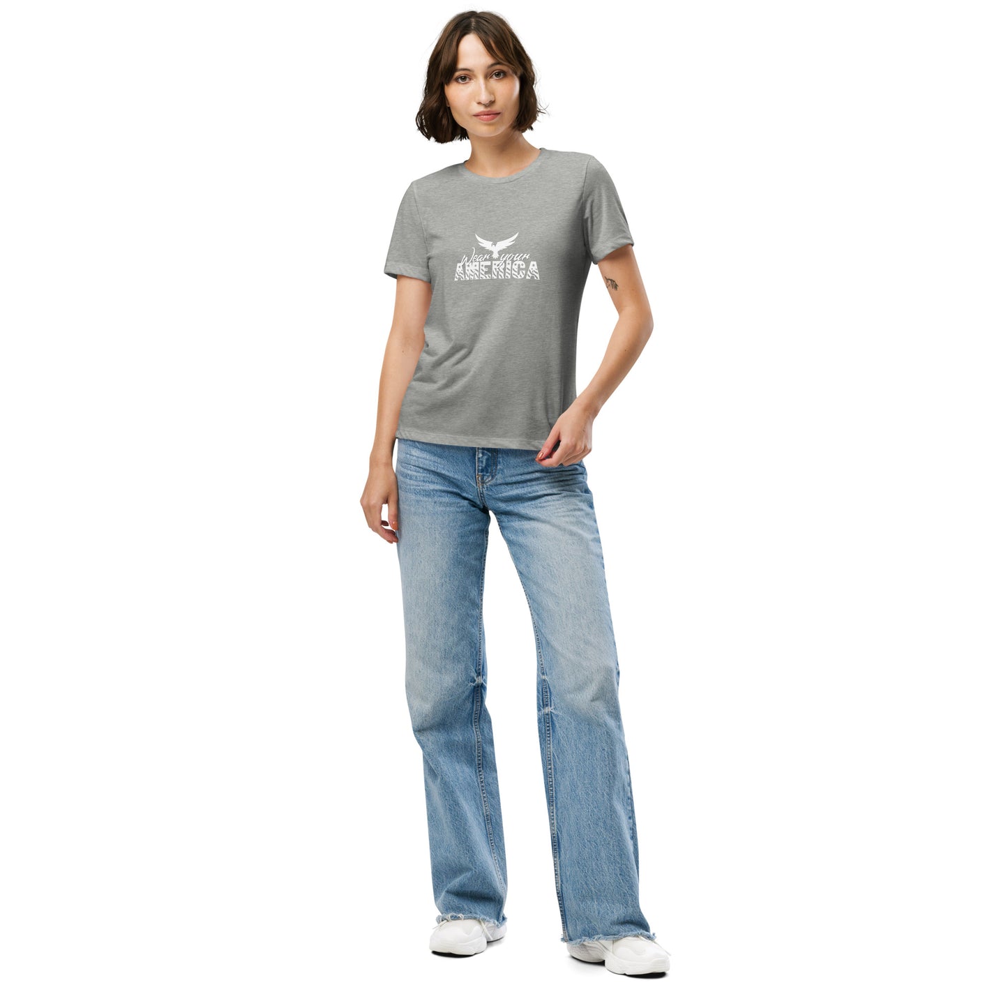 Wear Your America Women’s relaxed tri-blend t-shirt White Logo