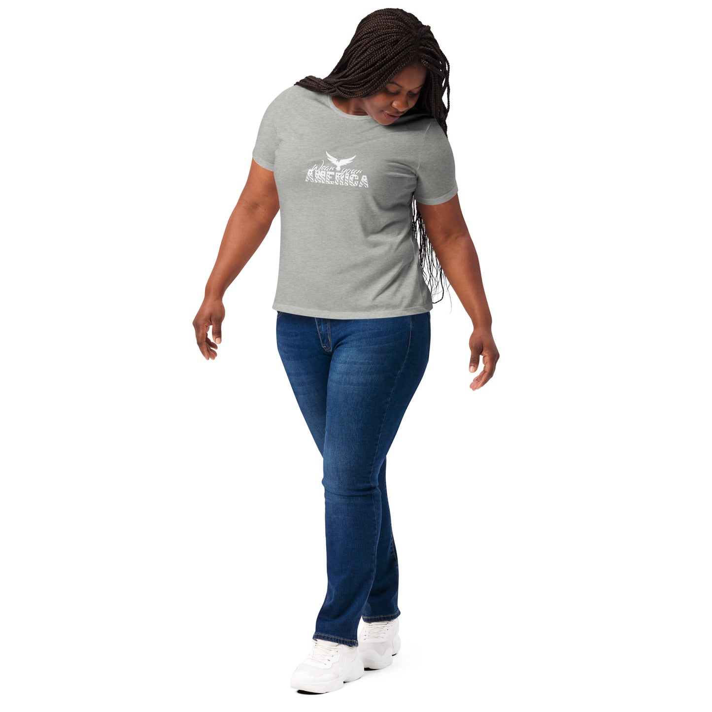 Wear Your America Women’s relaxed tri-blend t-shirt White Logo