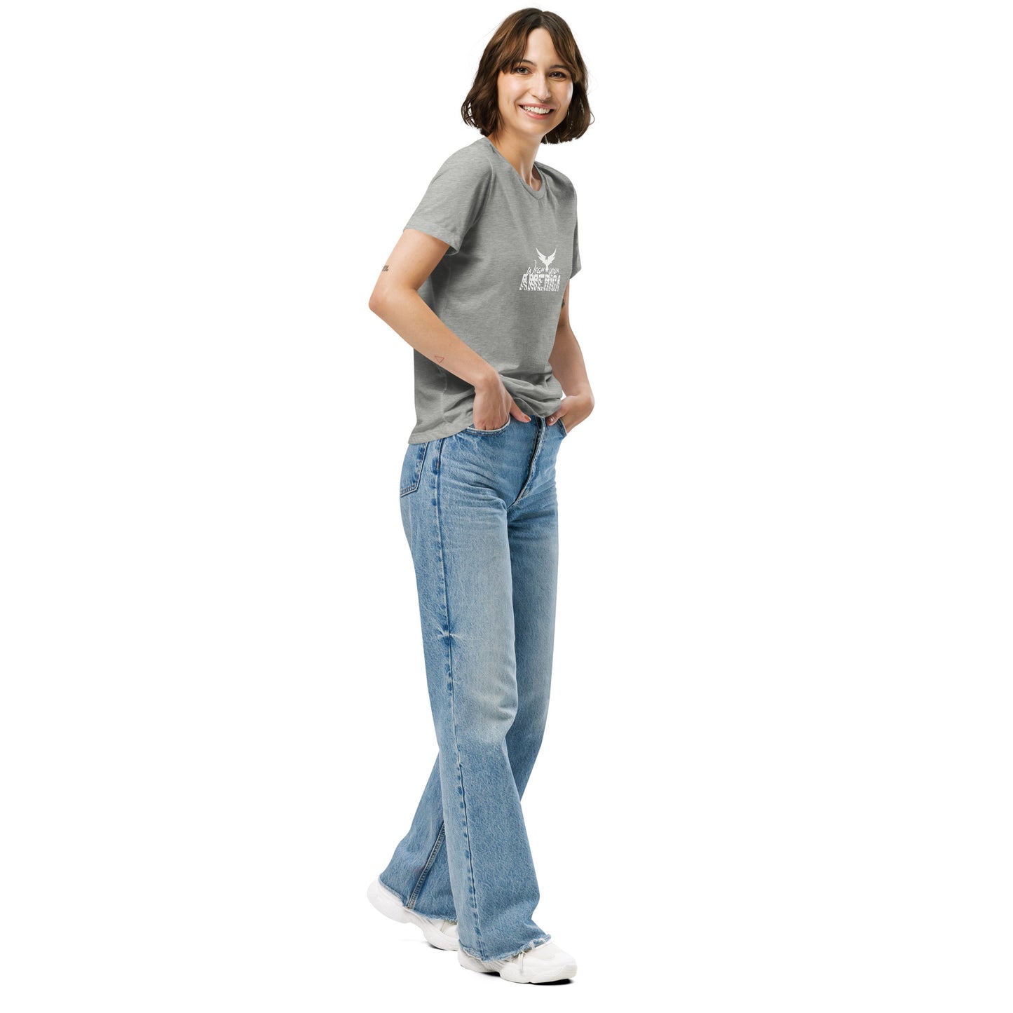 Wear Your America Women’s relaxed tri-blend t-shirt White Logo