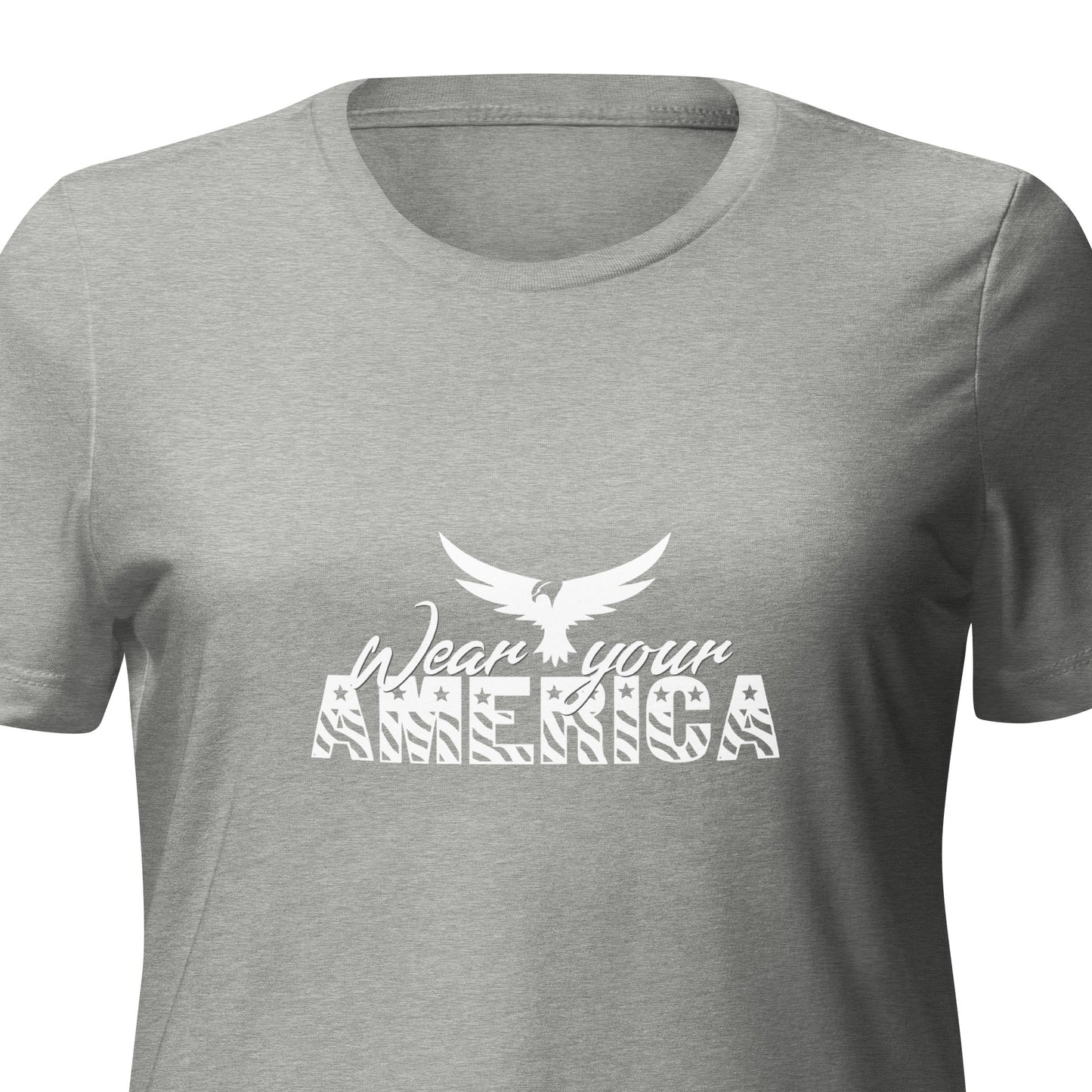 Wear Your America Women’s relaxed tri-blend t-shirt White Logo