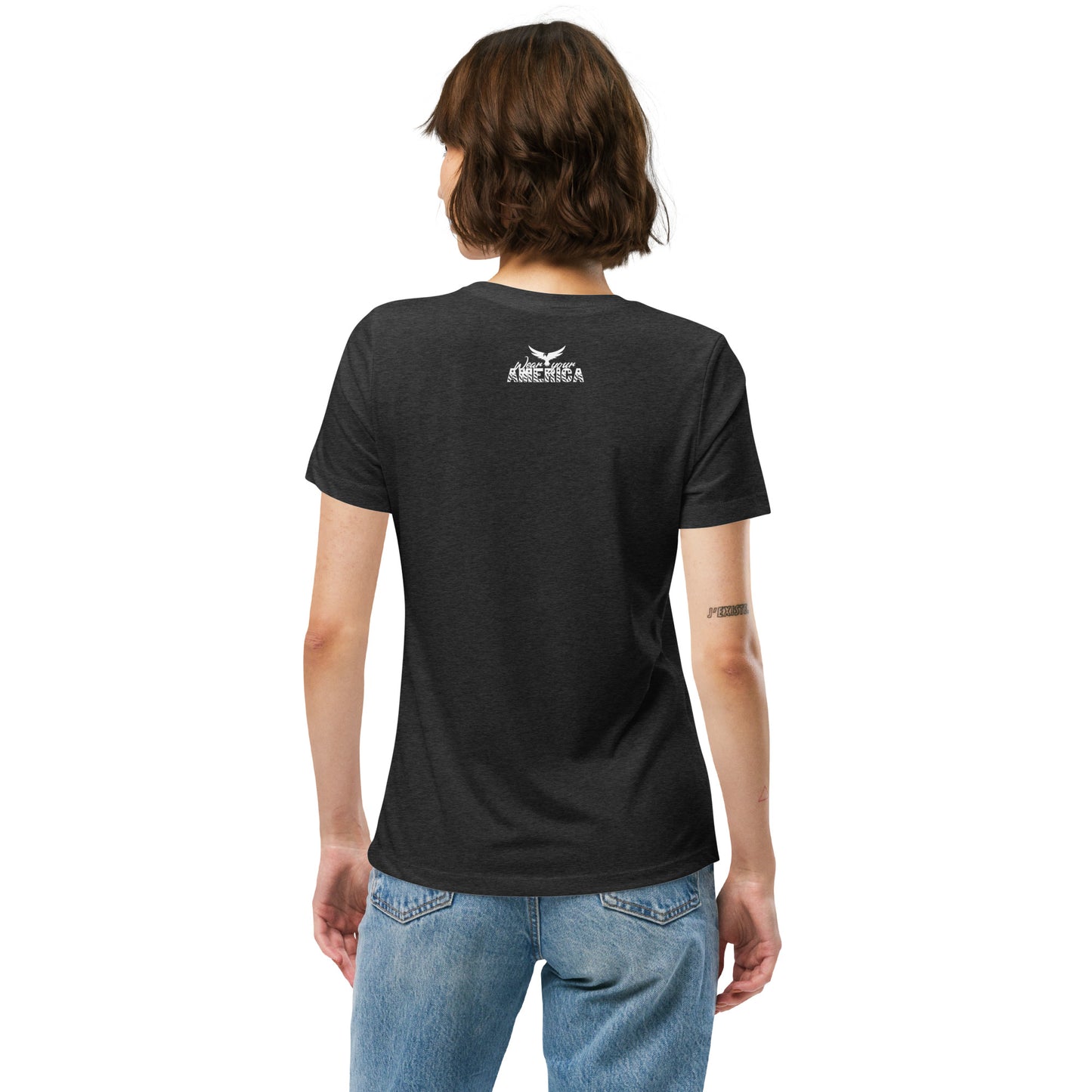 Wear Your America Women’s relaxed tri-blend t-shirt White Logo