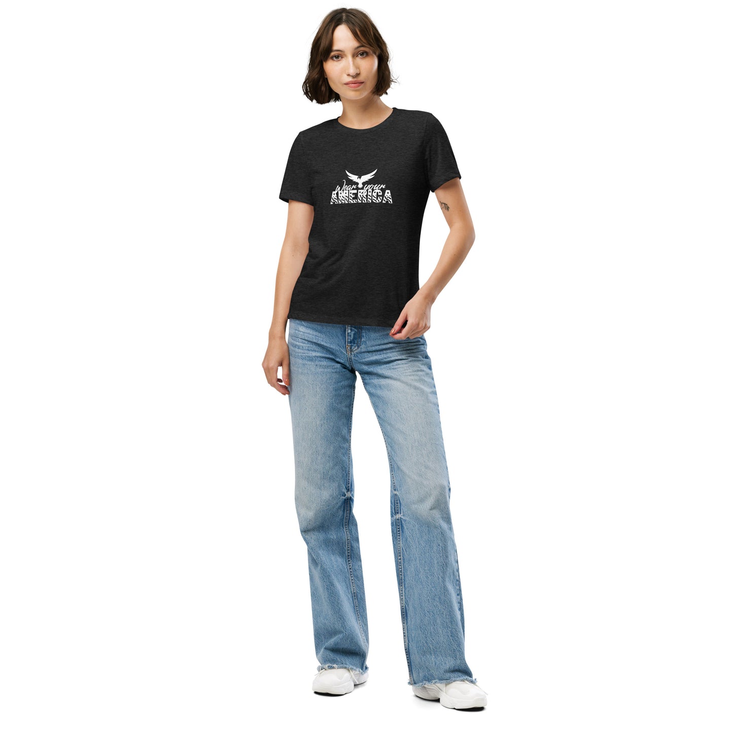 Wear Your America Women’s relaxed tri-blend t-shirt White Logo