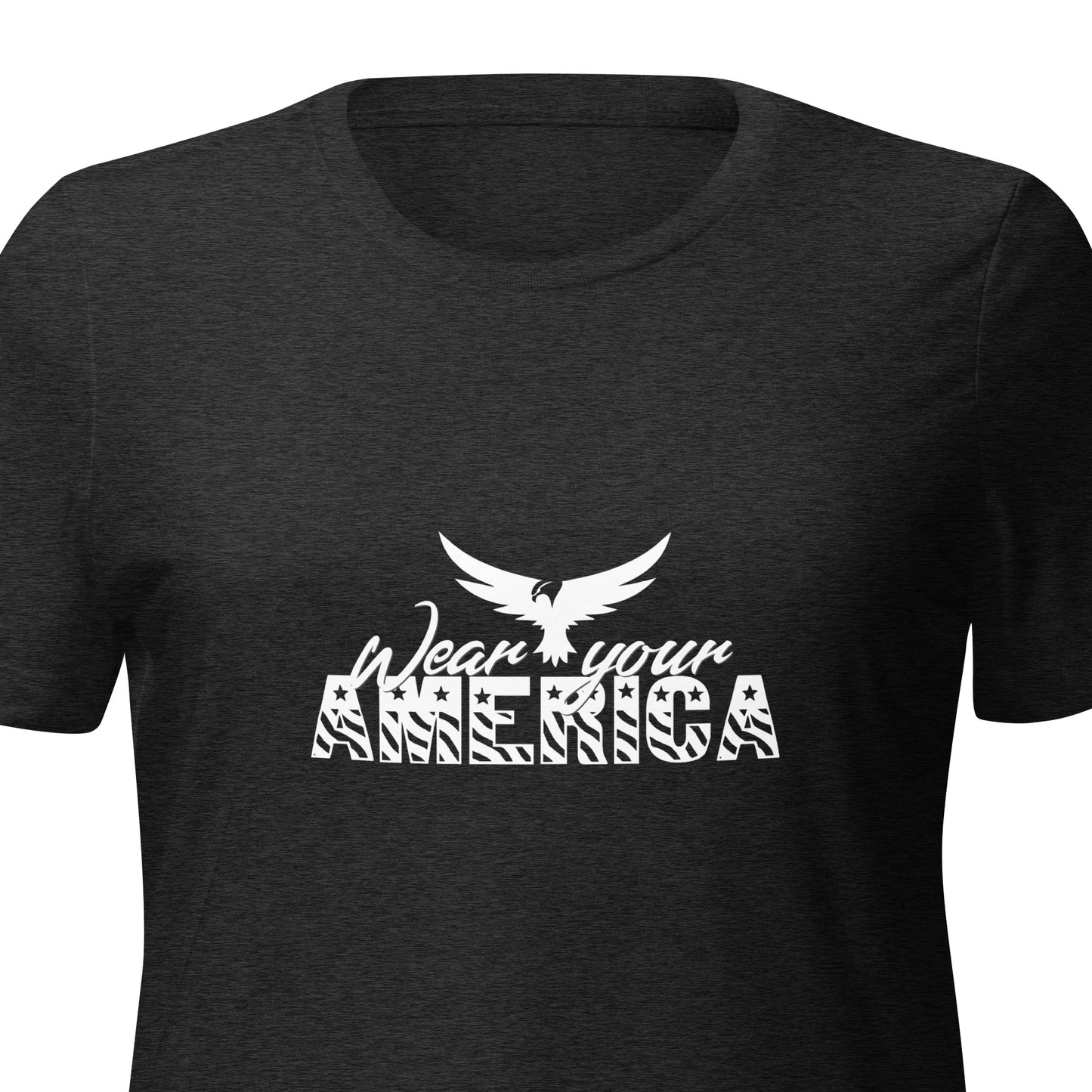 Wear Your America Women’s relaxed tri-blend t-shirt White Logo