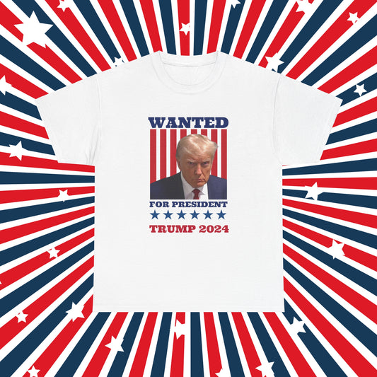 Wanted for President Trump 2024 WYA Unisex Heavy Cotton Tee