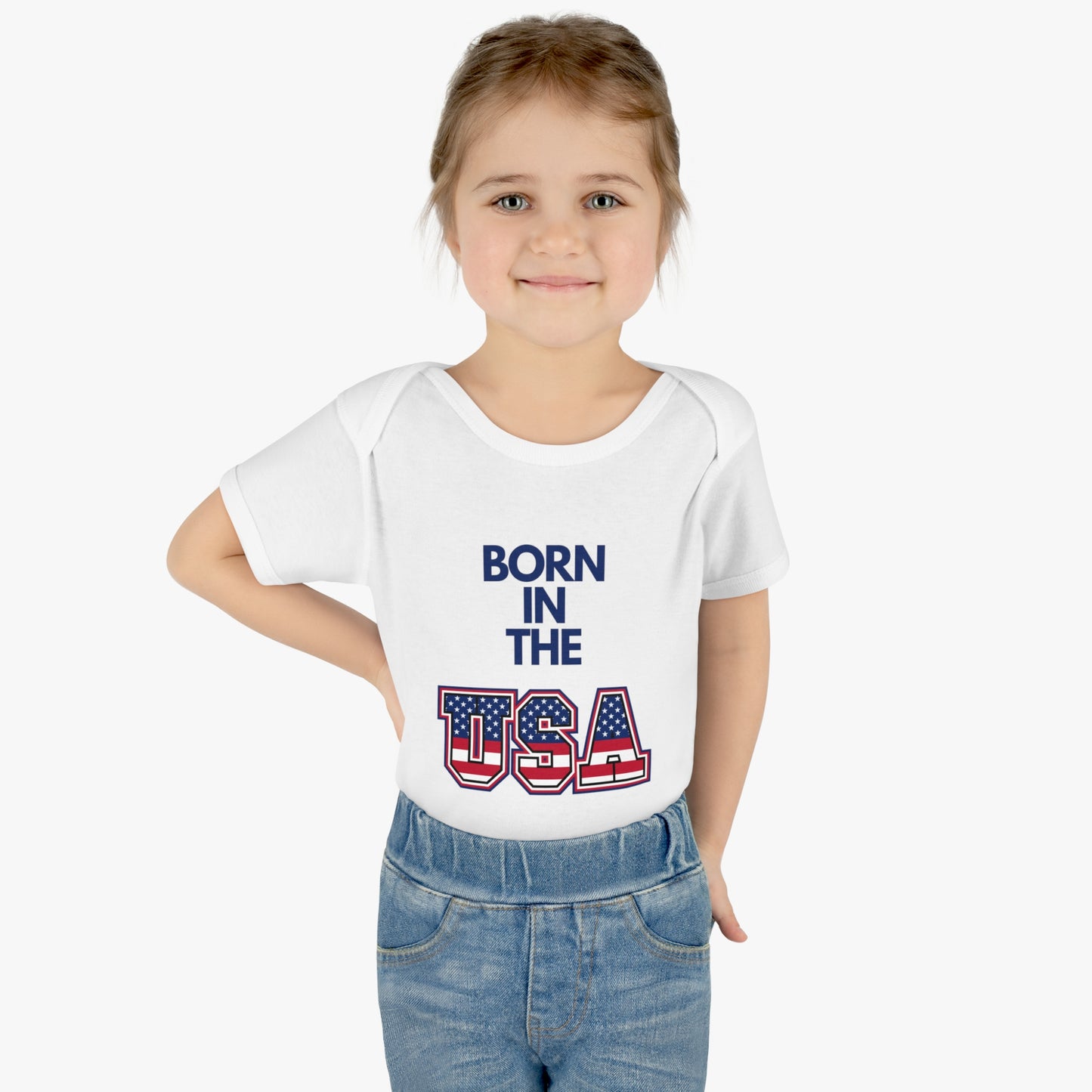 Born In The USA WYA Infant Baby Rib Bodysuit