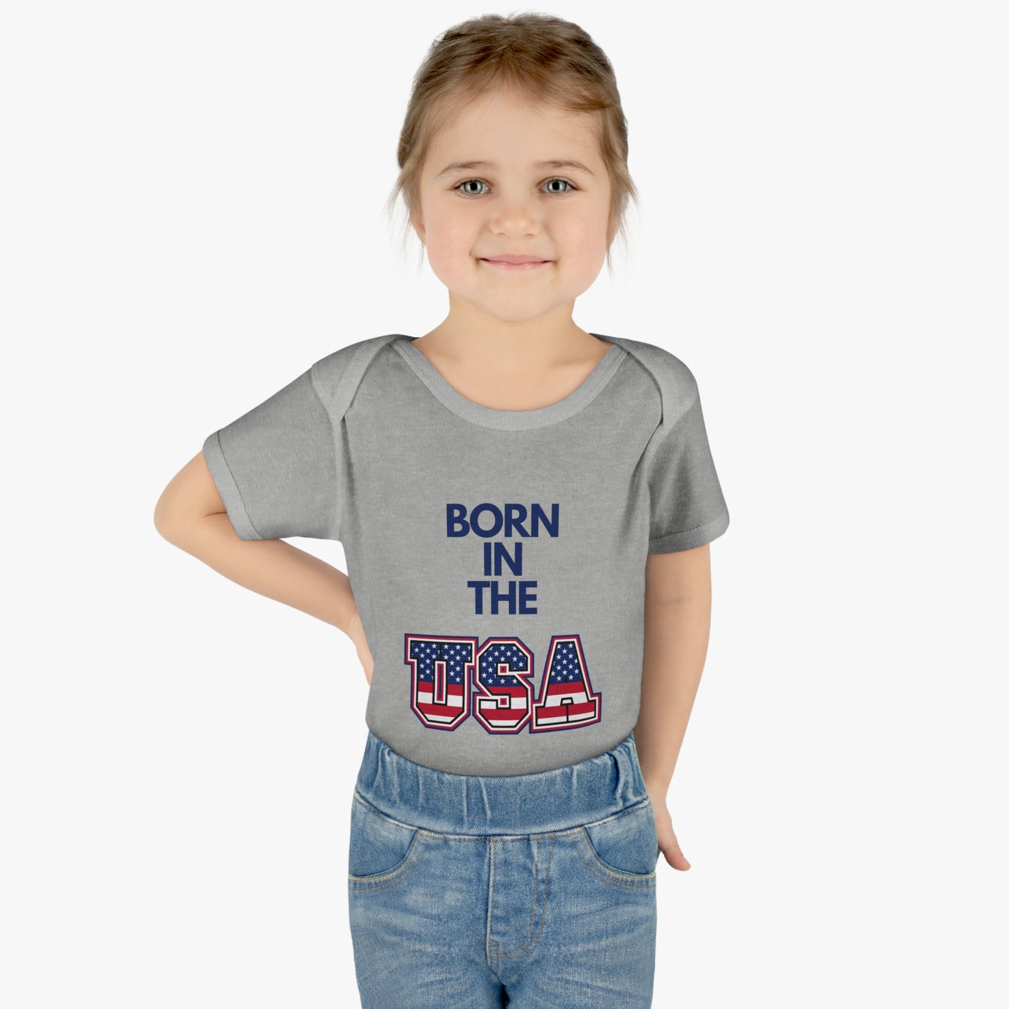 Born In The USA WYA Infant Baby Rib Bodysuit