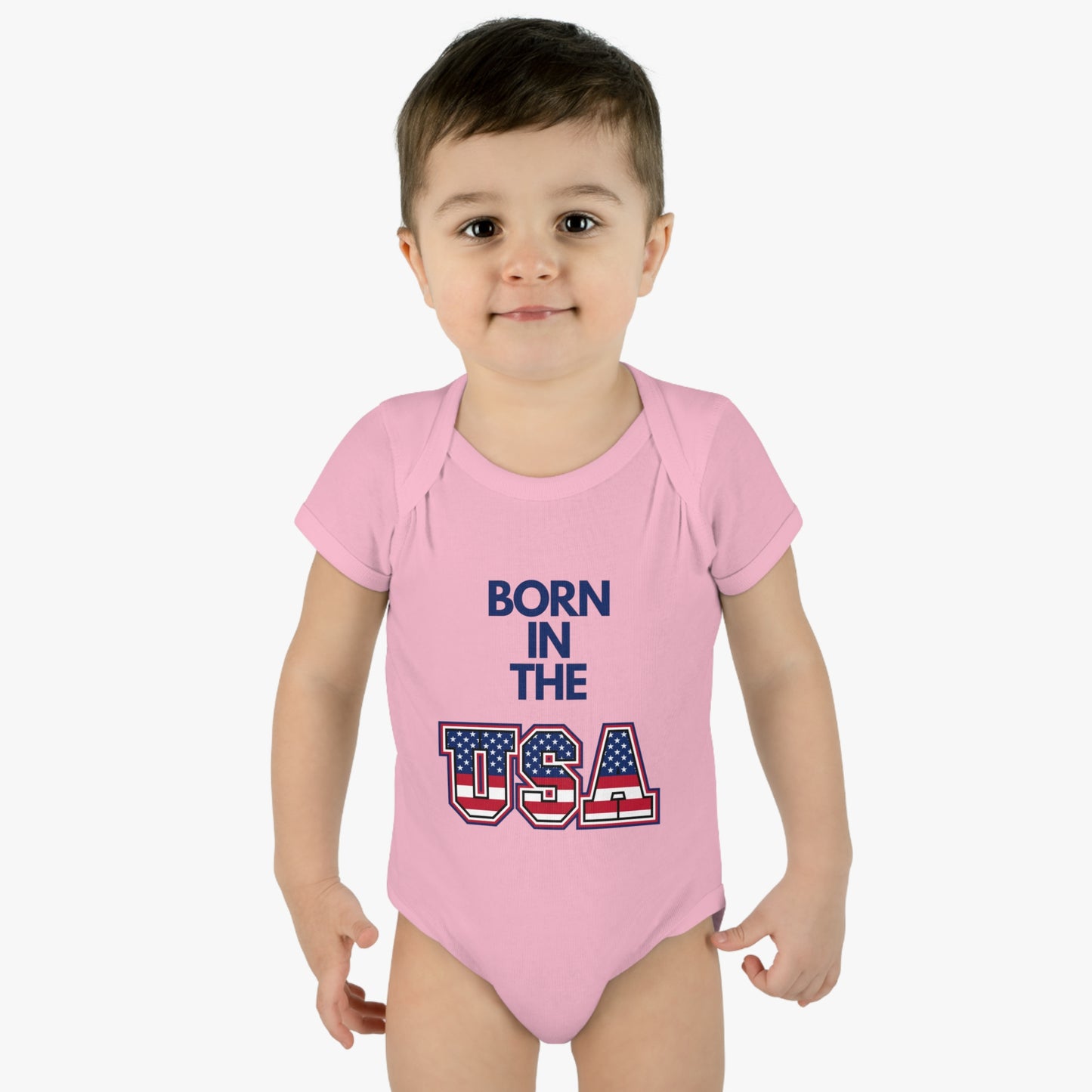 Born In The USA WYA Infant Baby Rib Bodysuit