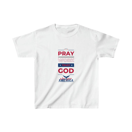 Pray Work Trust God WYA Kids Heavy Cotton™ Tee