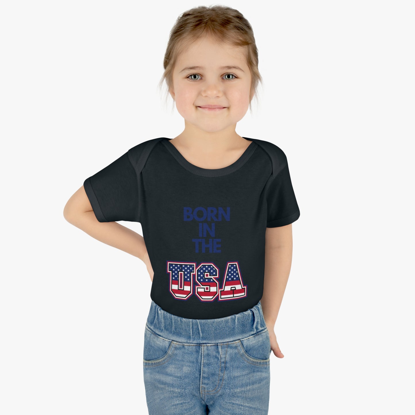 Born In The USA WYA Infant Baby Rib Bodysuit