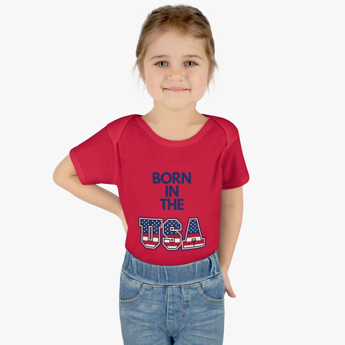 Born In The USA WYA Infant Baby Rib Bodysuit