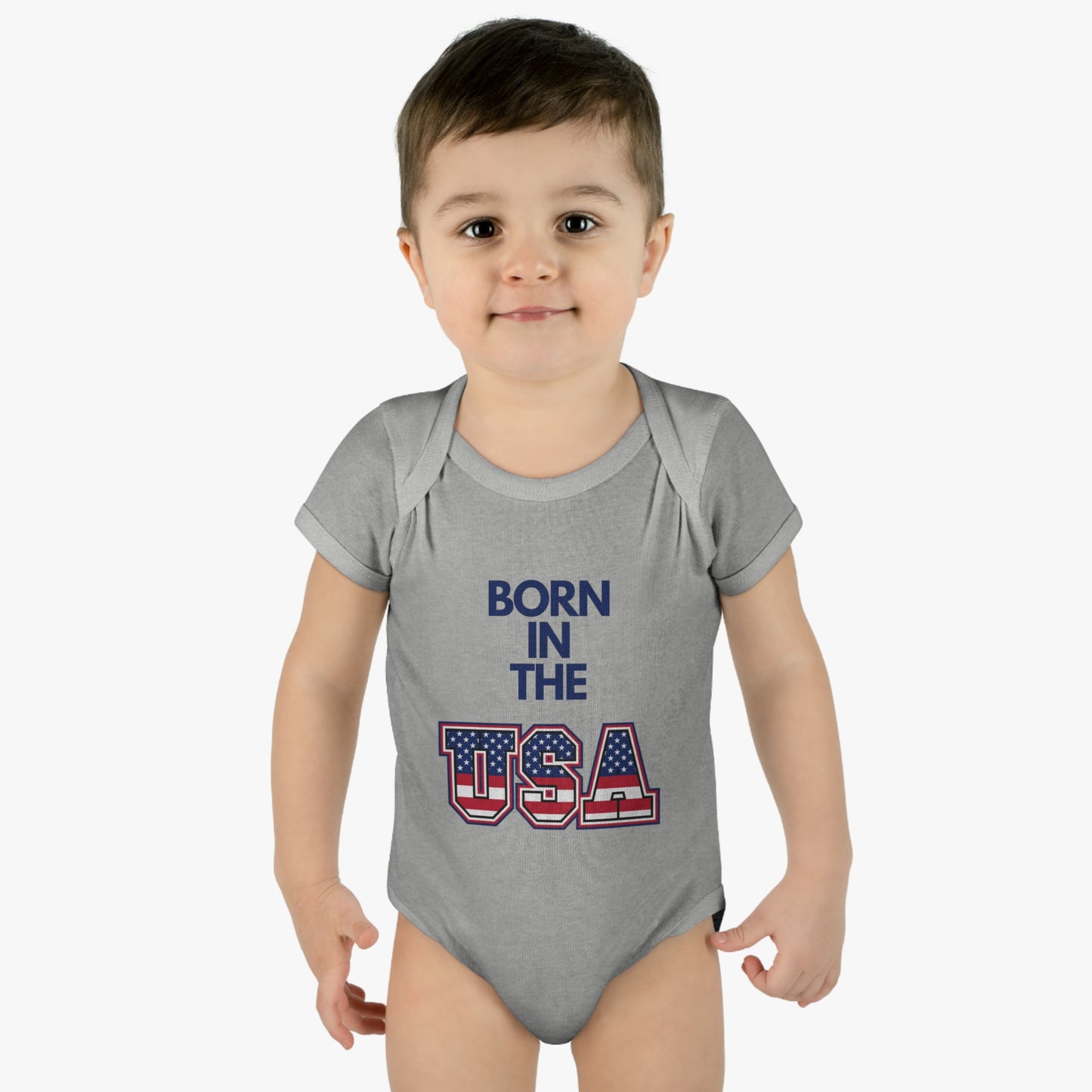 Born In The USA WYA Infant Baby Rib Bodysuit