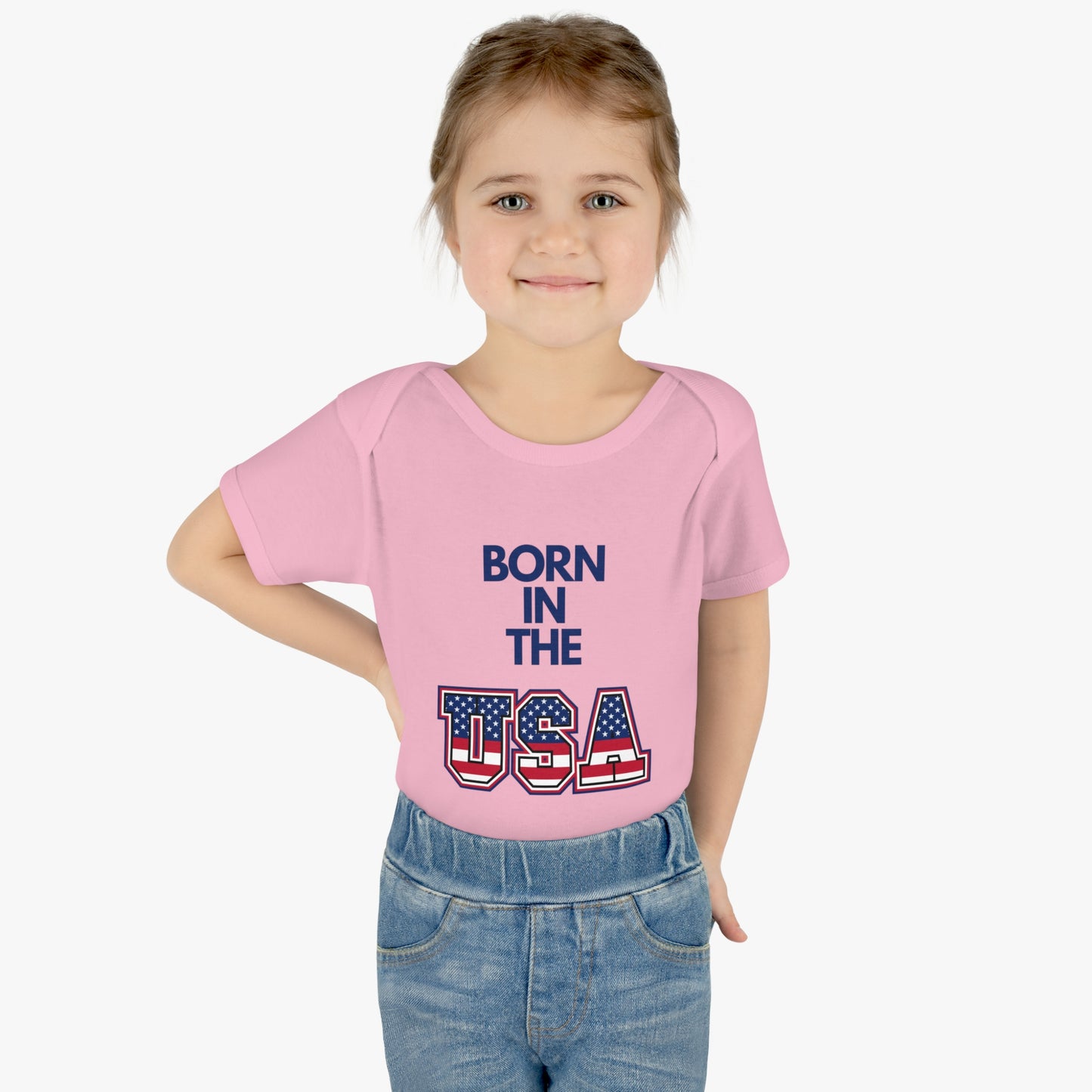 Born In The USA WYA Infant Baby Rib Bodysuit