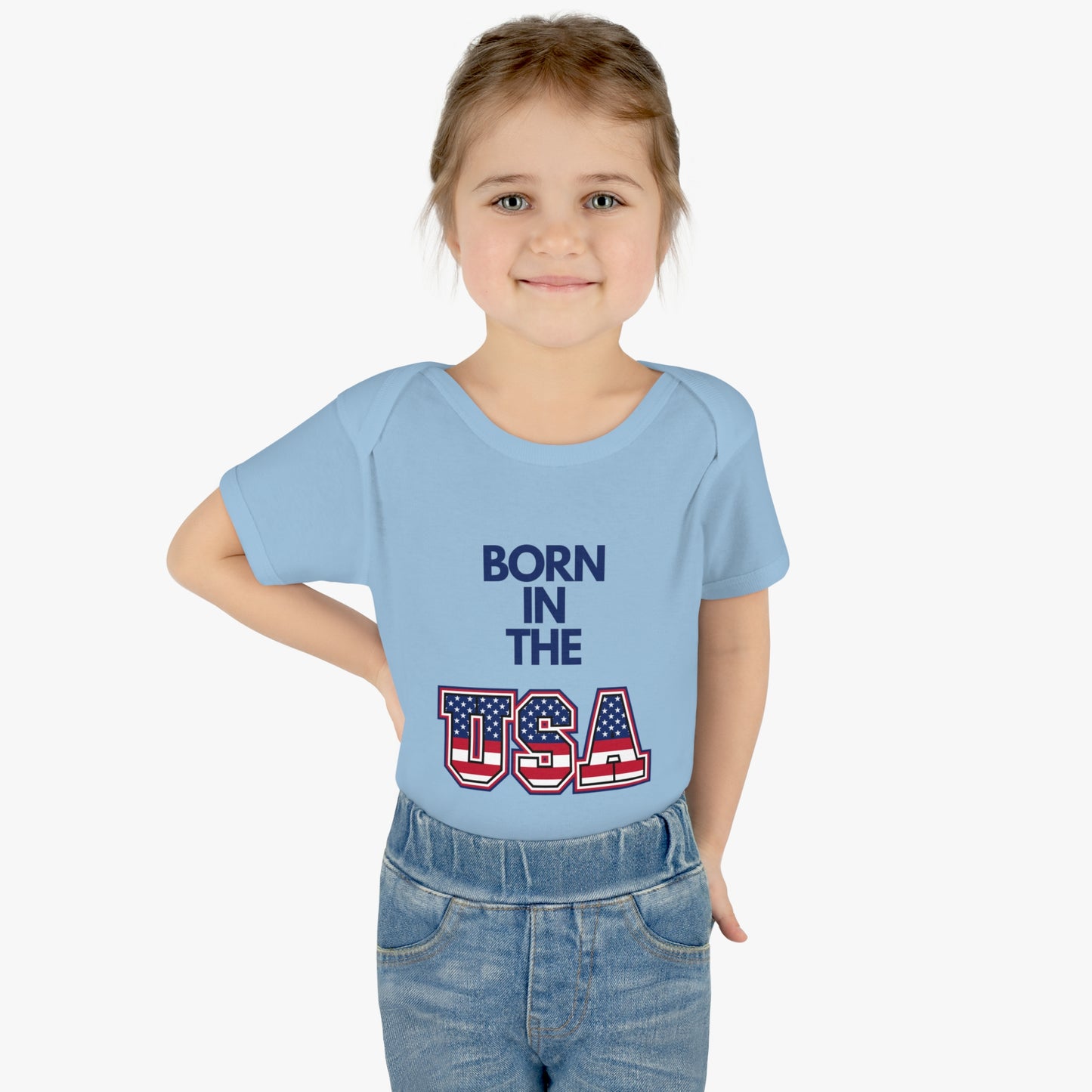 Born In The USA WYA Infant Baby Rib Bodysuit