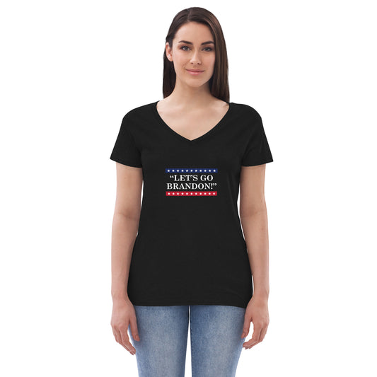 WYA Let's Go Brandon Women’s recycled v-neck t-shirt dark colors