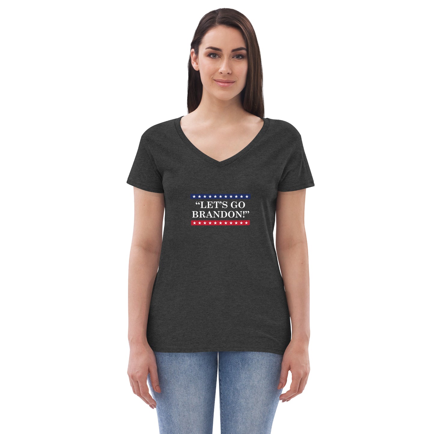 WYA Let's Go Brandon Women’s recycled v-neck t-shirt dark colors